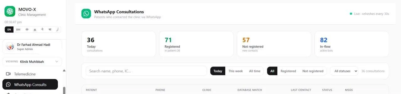 MOVO-X WhatsApp consultations